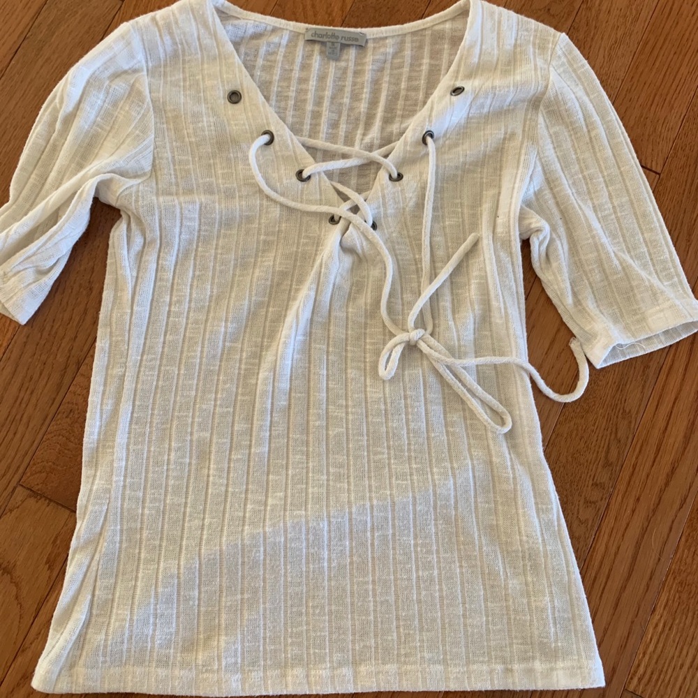 Small short sleeve white womens top